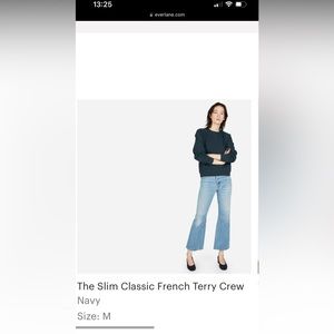 Everlane slim classic French terry crew neck sweatshirt in navy blue